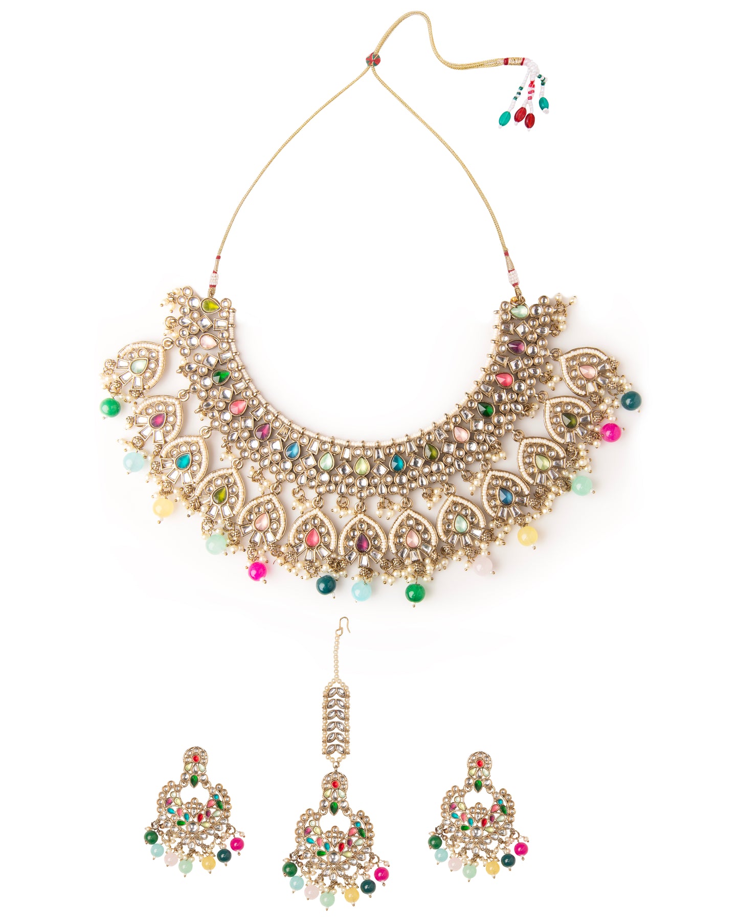 Multi Rajvanshi Bridal Kundan Premium Necklace Set