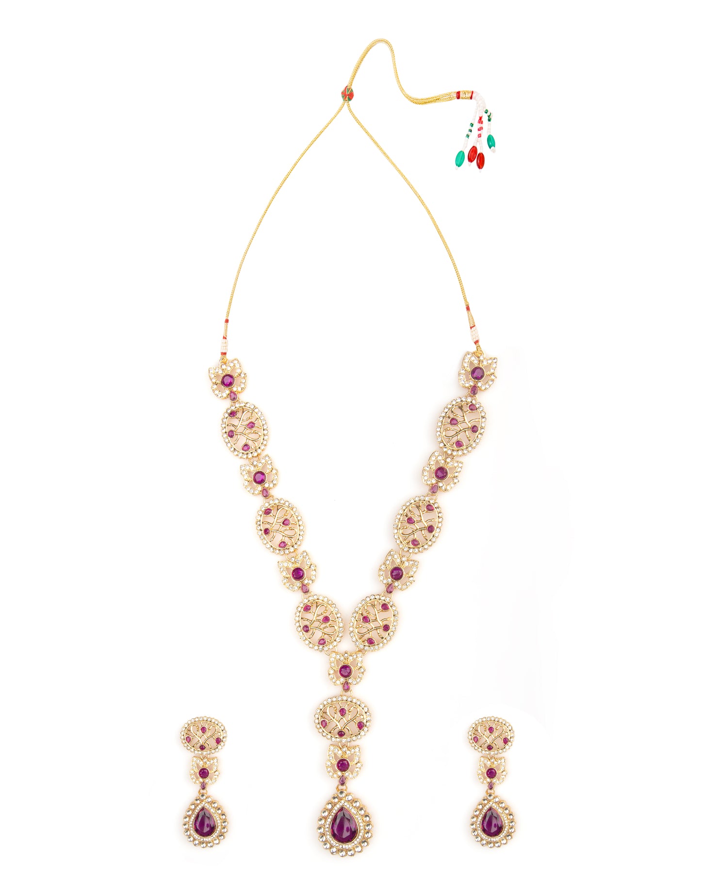 Purple Zivah Long Necklace Set with Earring