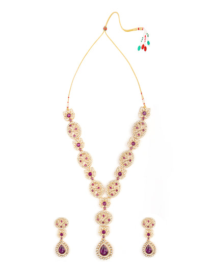 Purple Zivah Long Necklace Set with Earring