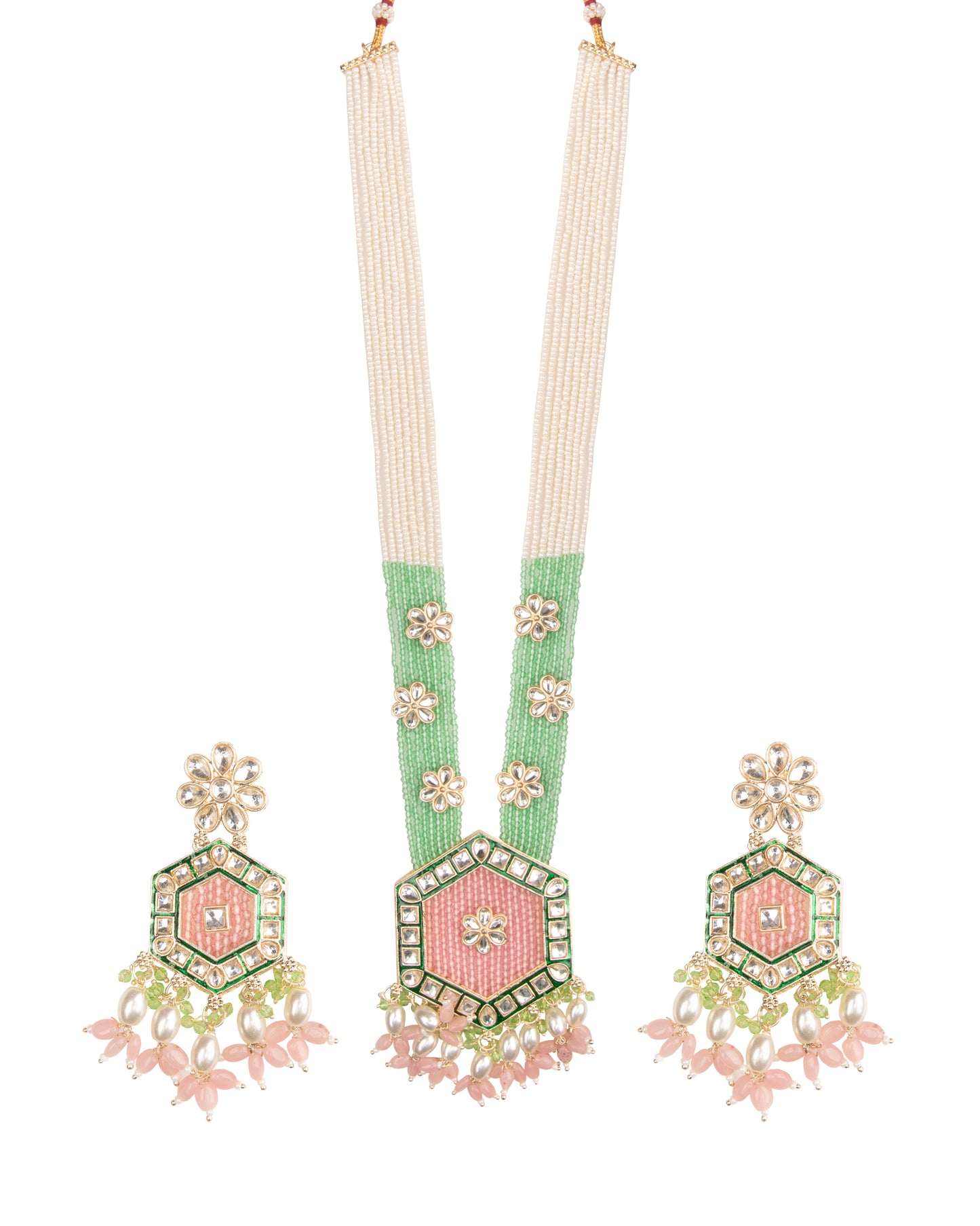 Blush Mint Neelika Long Necklace Set with Earring