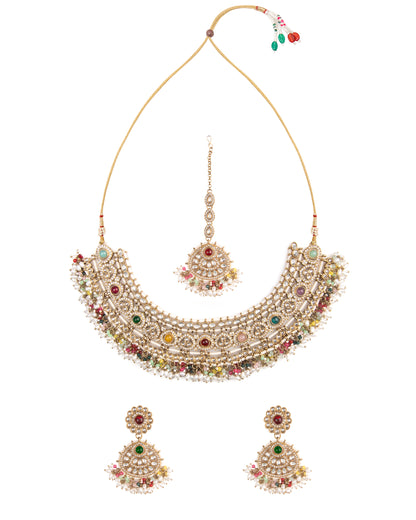 Manveer Punjabi Necklace Set with Earring and Teeka