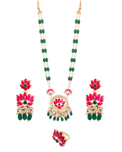 Pushkara Long Necklace Set with Earring & Ring