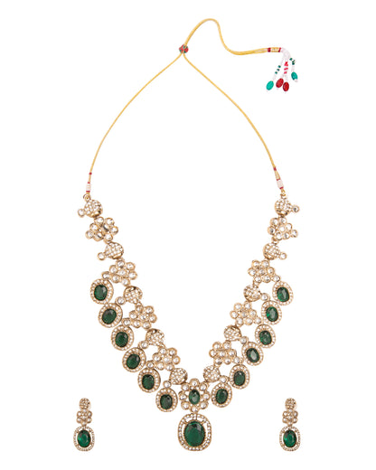 Emerald Baani Indo Western Necklace With Earrings