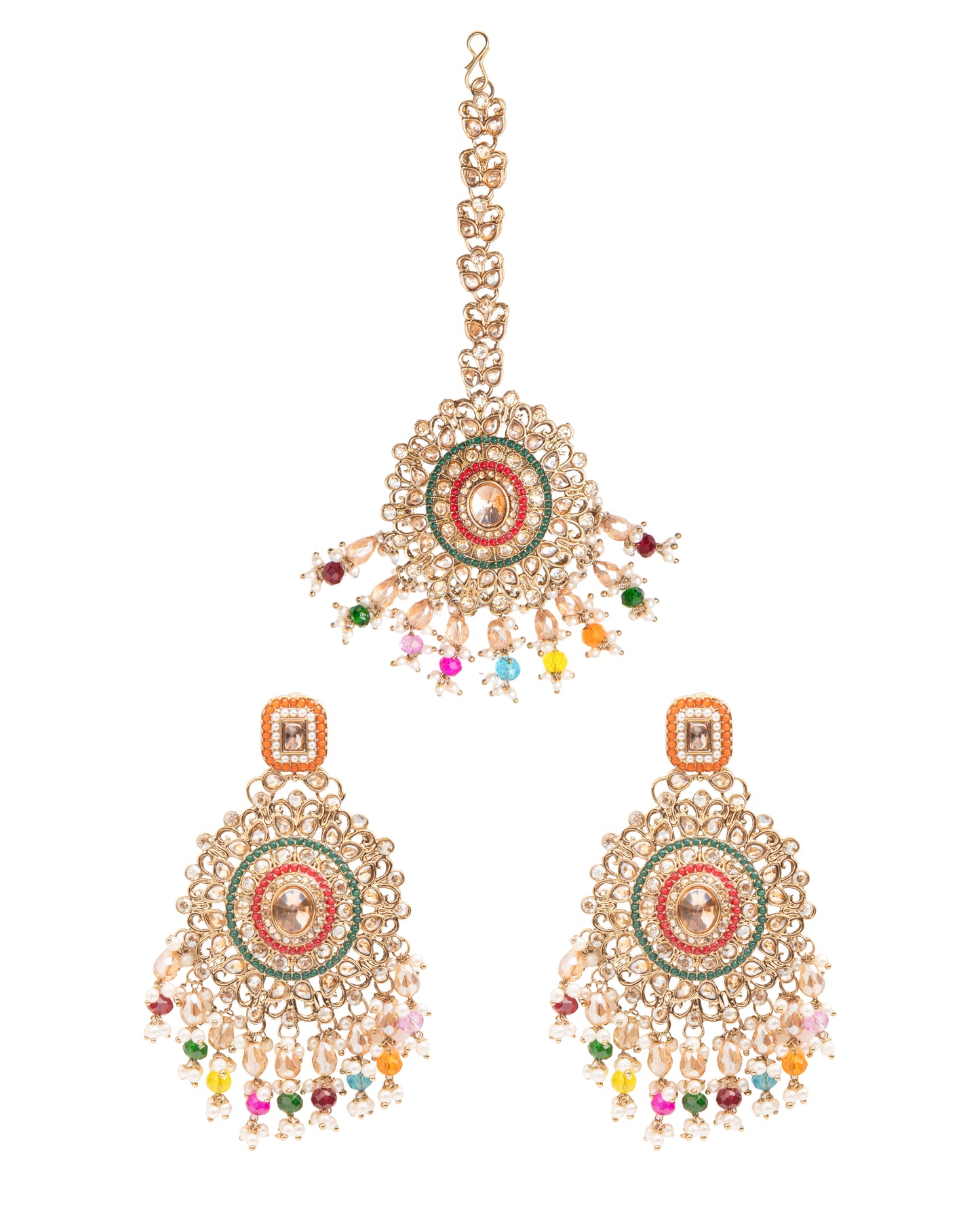 Multi Tavisha Punjabi Pakistani Teeka Chandbali Set