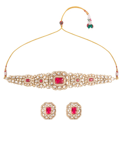 Pink Gunveen Choker Necklace Earring