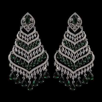 Silver with Green Debora AD Chandbali