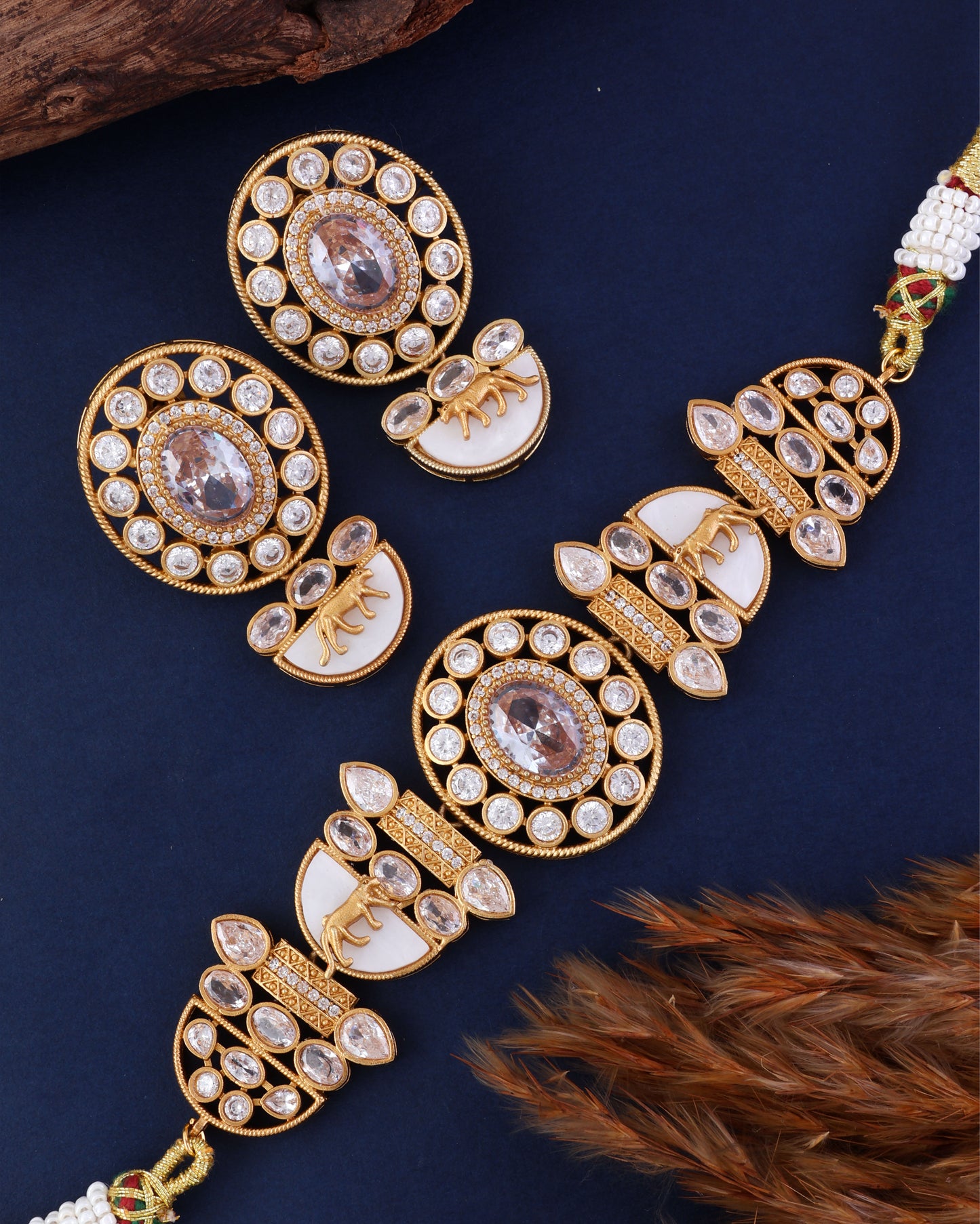 Silver Aishani Premium Sabya Inspired Necklace with Earring