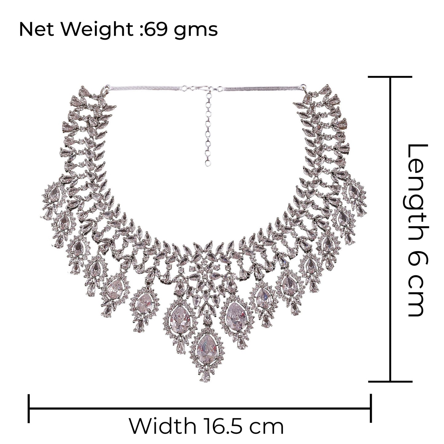 Silver Vineeta American Diamond Necklace Set