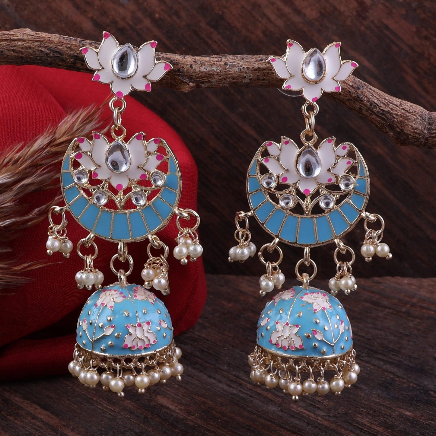 Sky Blue Long Moon Jhumka