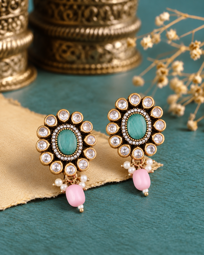 Mint Blush Alizeh Monalisa Antique Designer Stud Earring