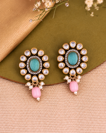 Mint Blush Alizeh Monalisa Antique Designer Stud Earring