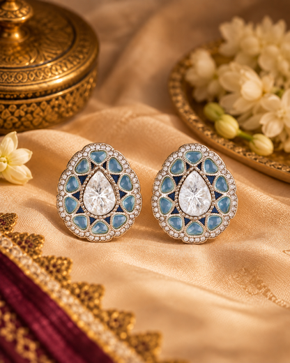 Turquoise Ibadat Premium Designer Zircone Earring