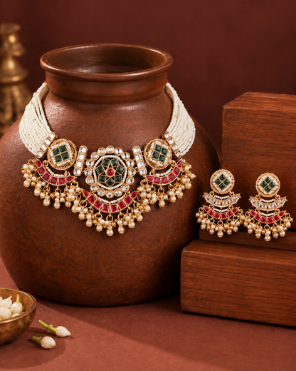 Soundarya Rajwada Necklace Set with Earring