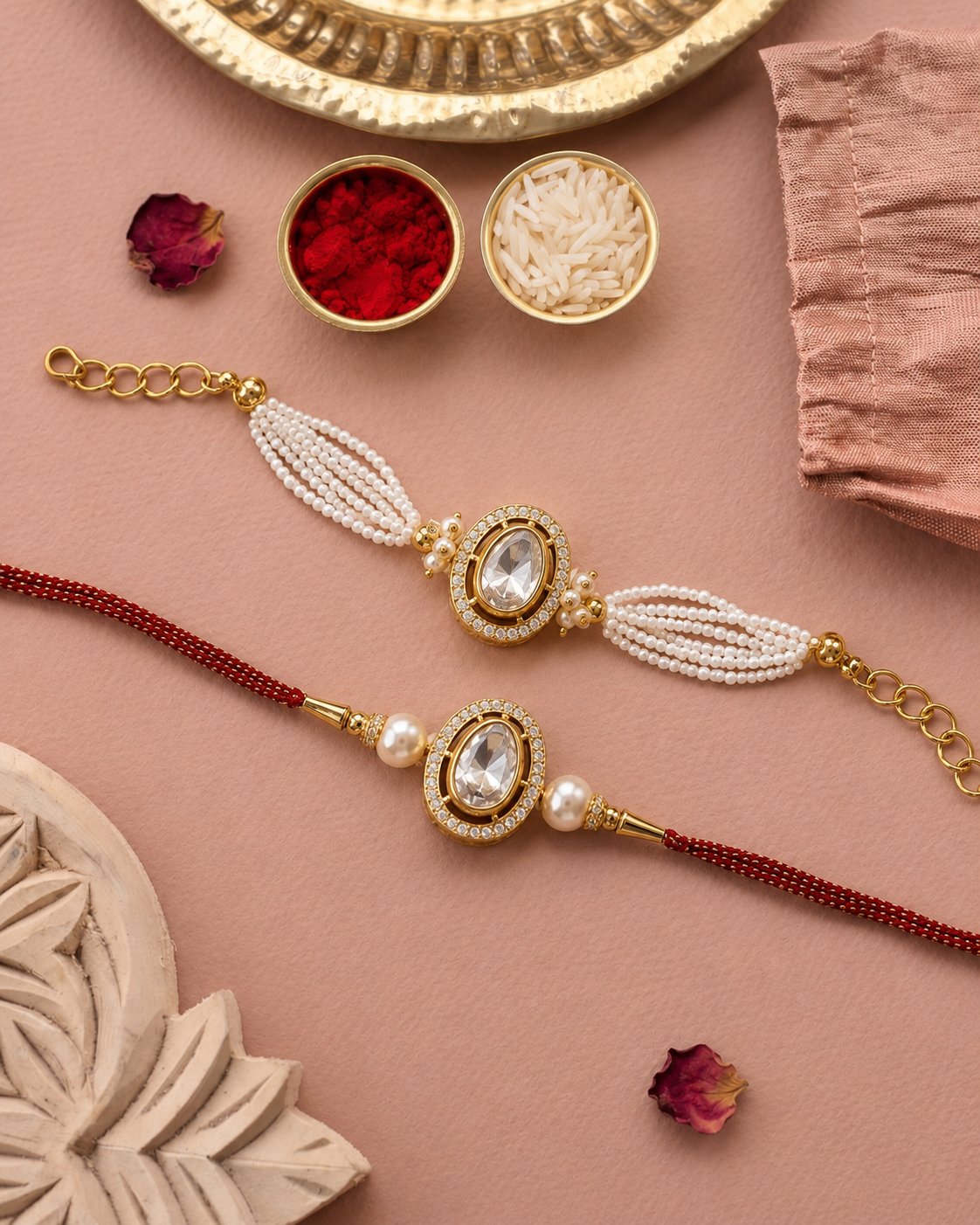 Tvesha Bhaiya Bhabhi Rakhi Bracelet Set | Tilak Set Included