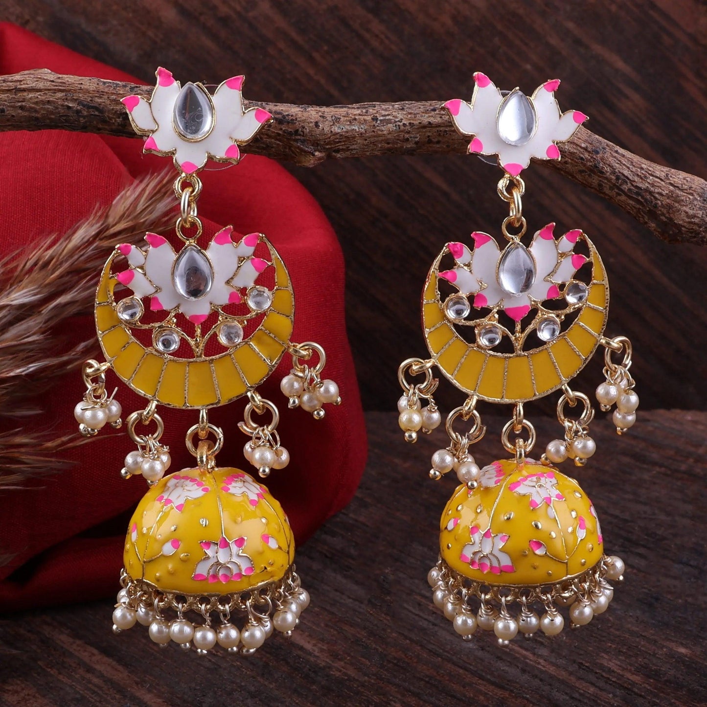 Yellow Long Moon Jhumka