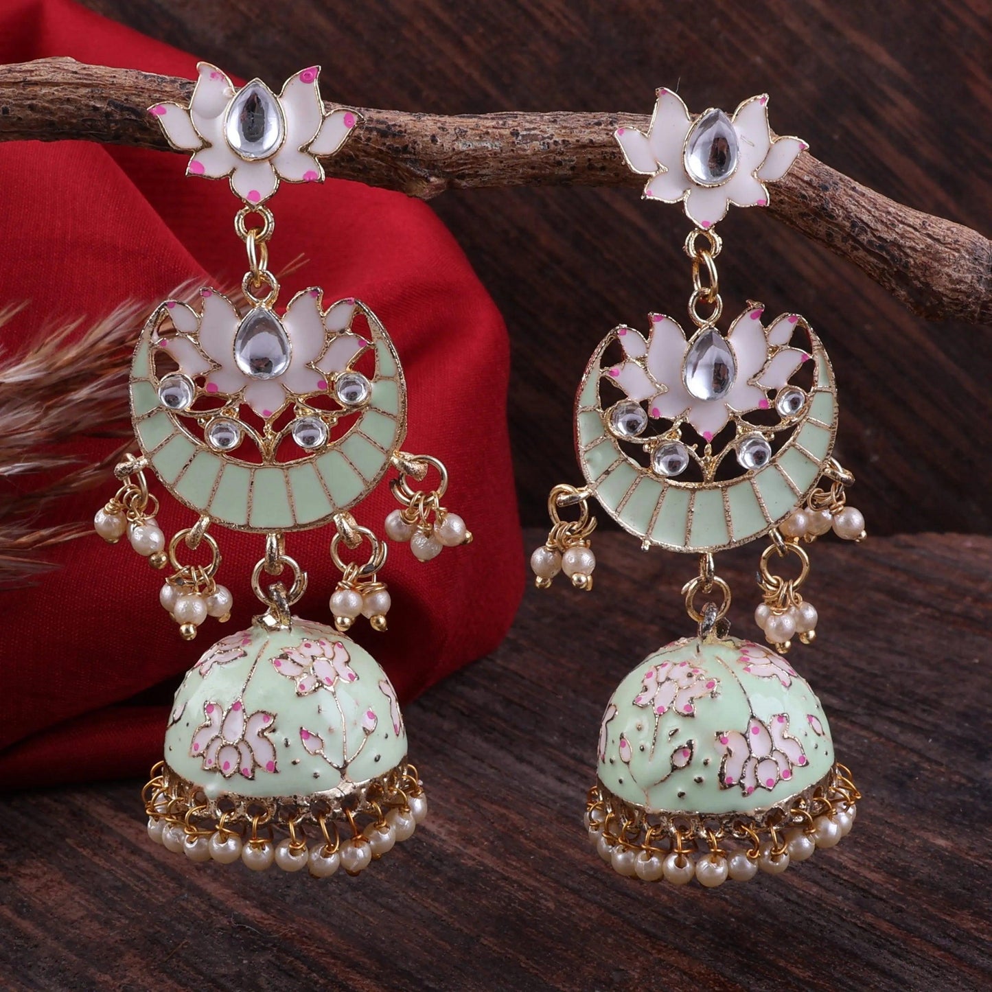 Mint Green Long Moon Jhumka