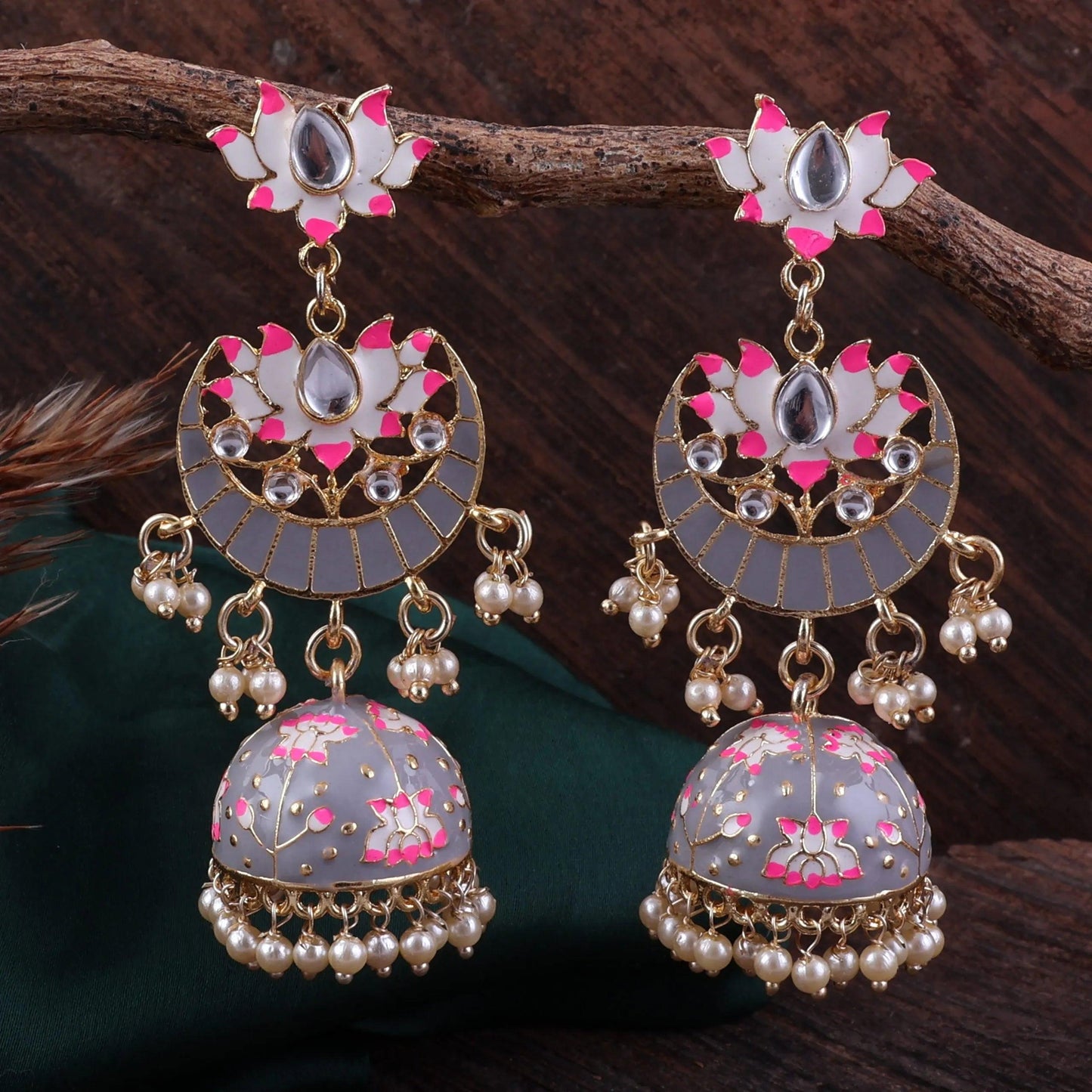 Grey Long Moon Jhumka