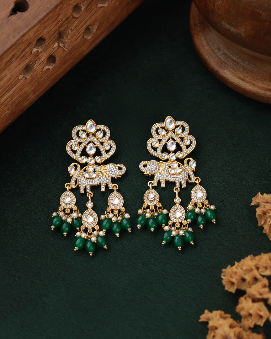 Green Vighnesh Designer Zircone Earring