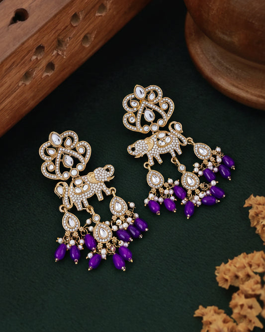 Purple Vighnesh Designer Zircone Earring