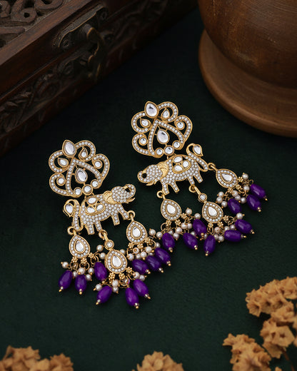 Purple Vighnesh Designer Zircone Earring