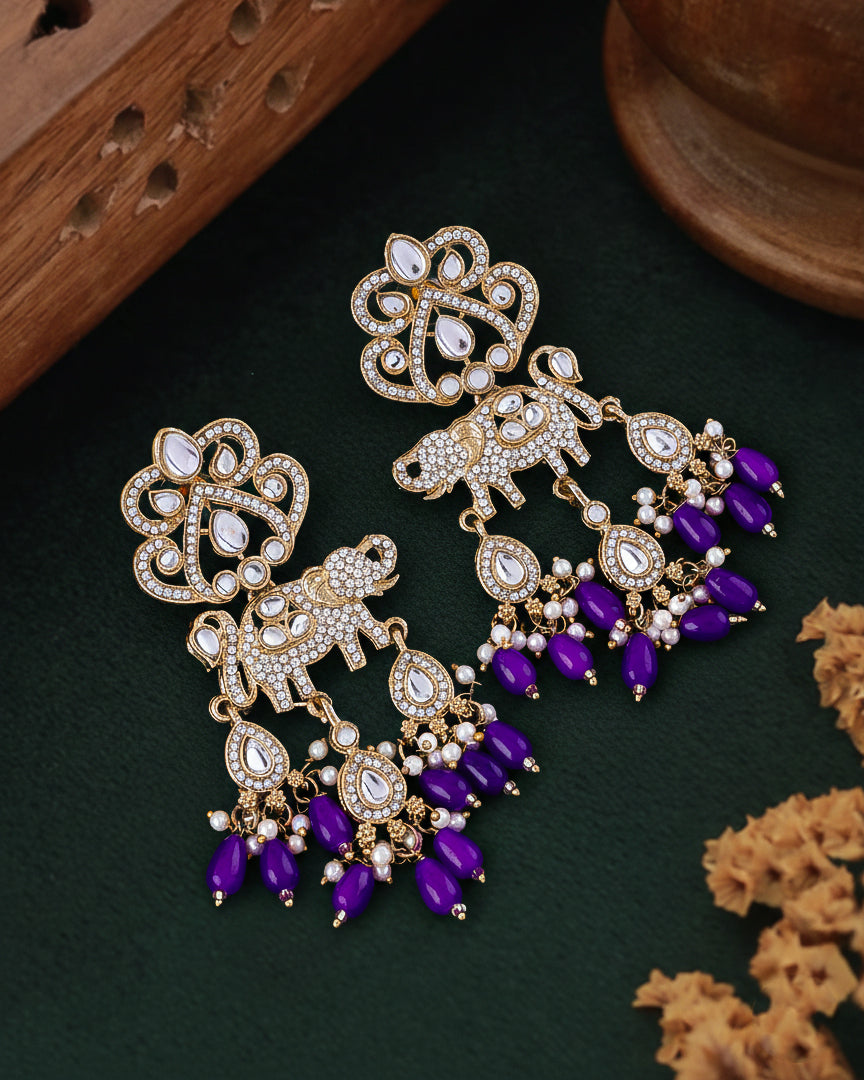 Purple Vighnesh Designer Zircone Earring