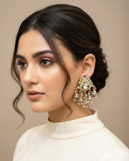 Multi Vasu Premium Designer Zircone Chandbali Earring