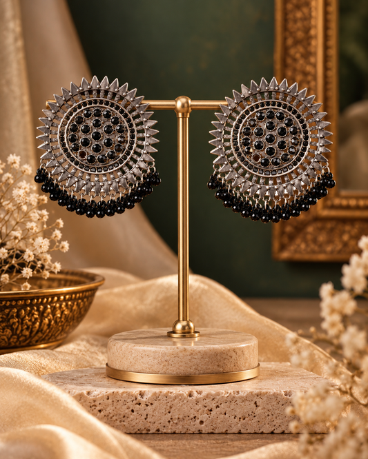 Black Sitaarika Oxidised Earrings