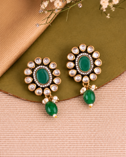 Green Alizeh Monalisa Antique Designer Stud Earring