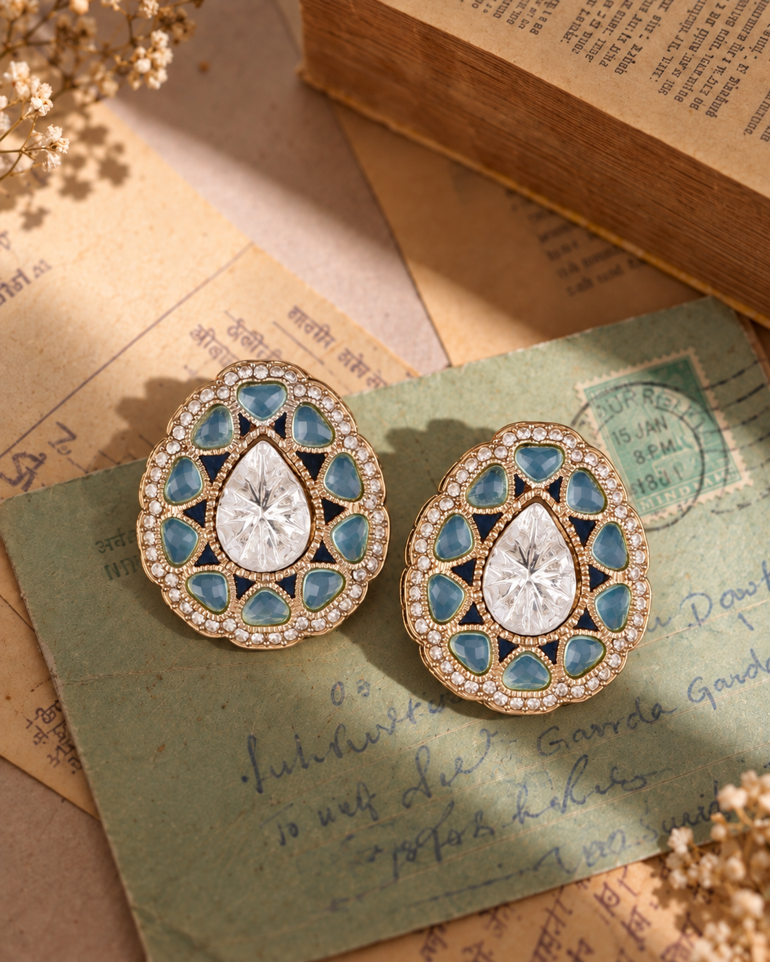Turquoise Ibadat Premium Designer Zircone Earring