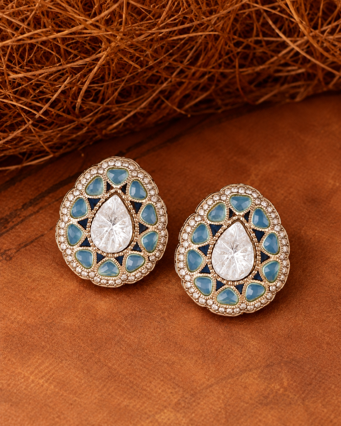 Turquoise Ibadat Premium Designer Zircone Earring