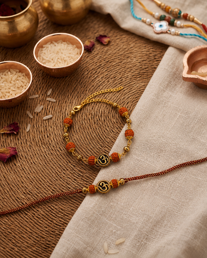 Vrishti Bhaiya Bhabhi Rakhi Bracelet Set | Tilak Set Included