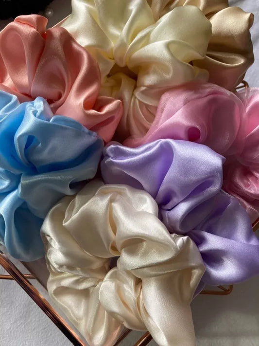 Pastel Satin Scrunchies – Pack of 6pc