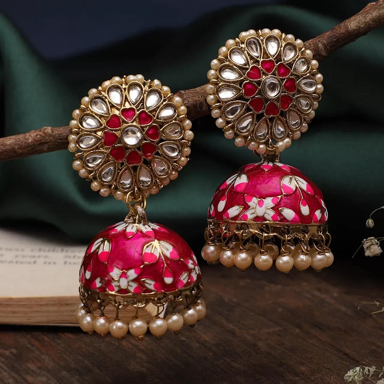 Dark Pink Nimrat Meena Jhumka