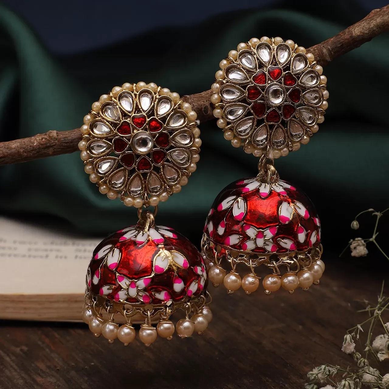 Red Nimrat Meena Jhumka