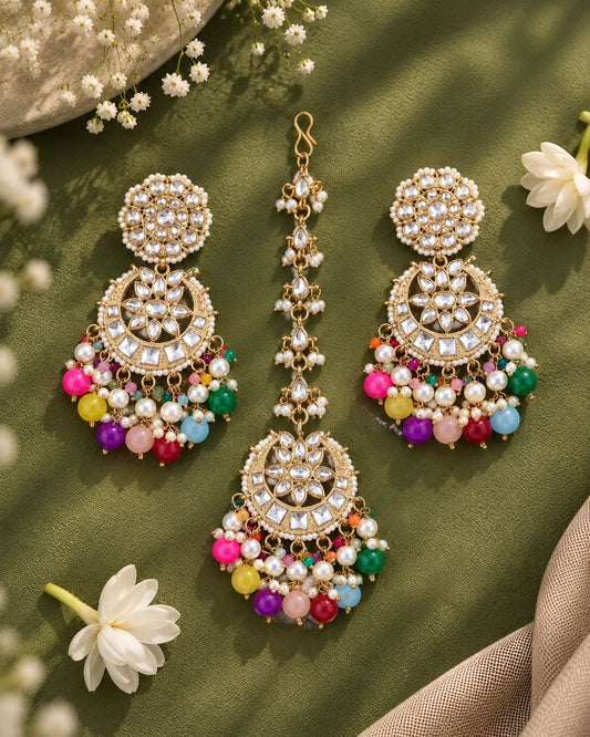 Multi Seerat Teeka Earring Combo Set