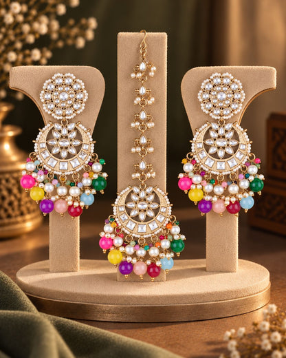 Multi Seerat Teeka Earring Combo Set