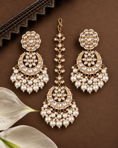 Pearl Seerat Teeka Earring Combo Set