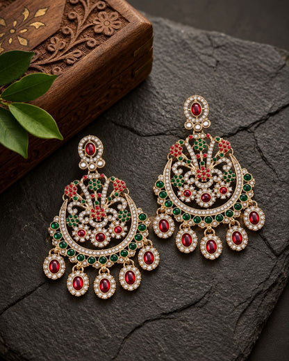 Ruby Green Niranjana Premium Designer Zircone Earring