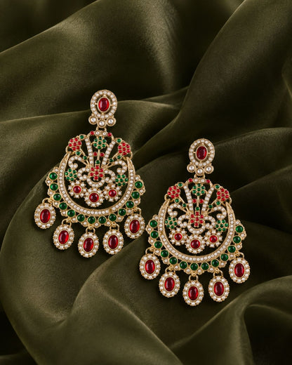 Ruby Green Niranjana Premium Designer Zircone Earring