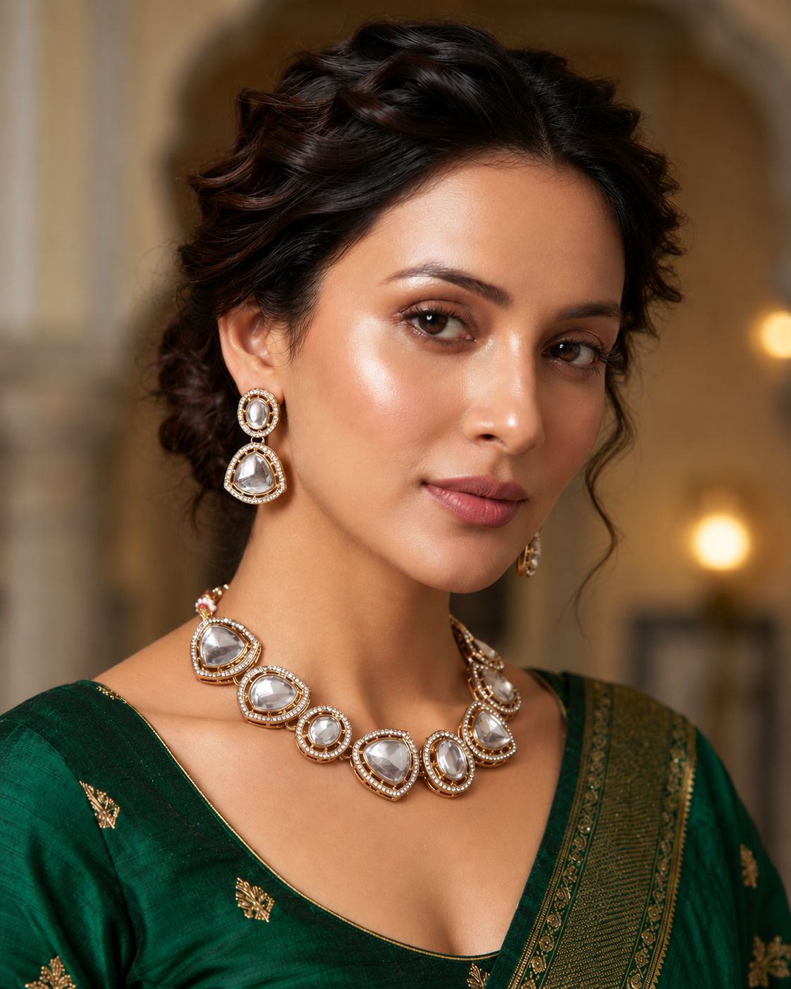 Nazakat Polki Dupe Necklace with Earring