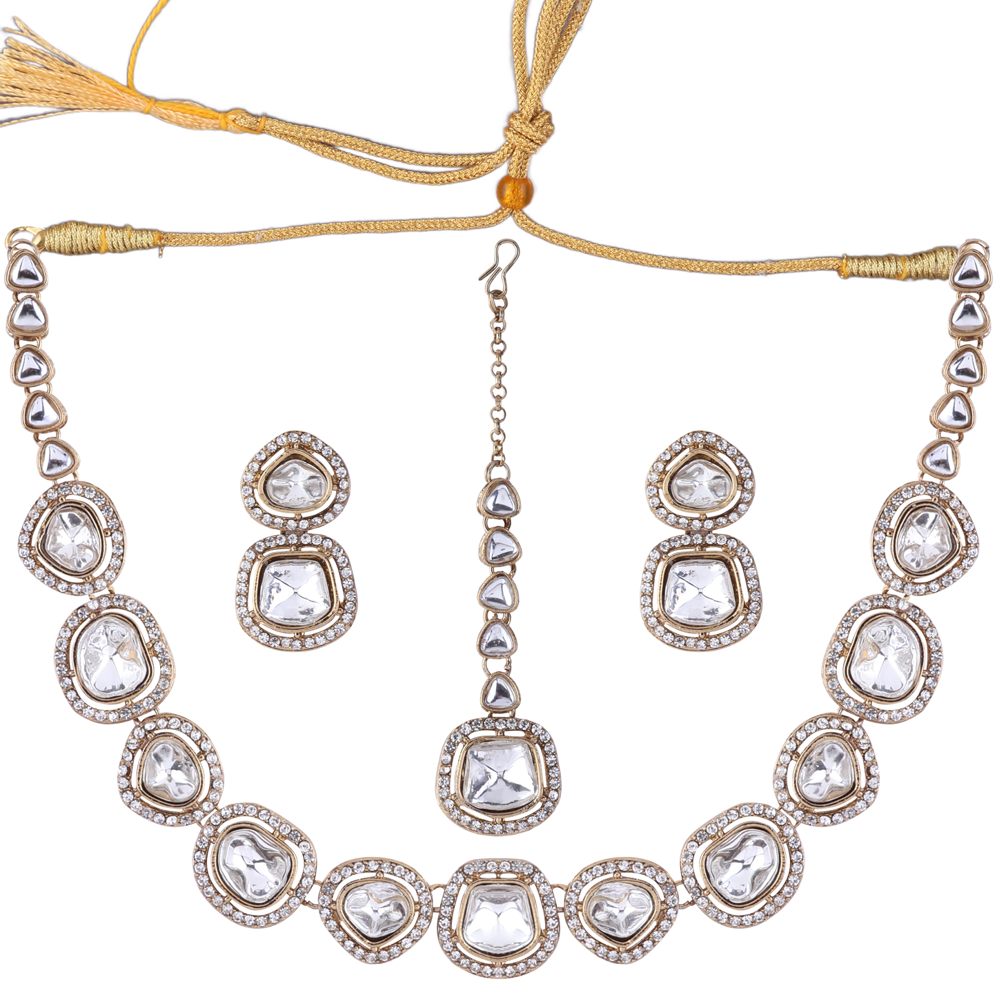 Taanu Polki Dupe Necklace with Earring and Teeka