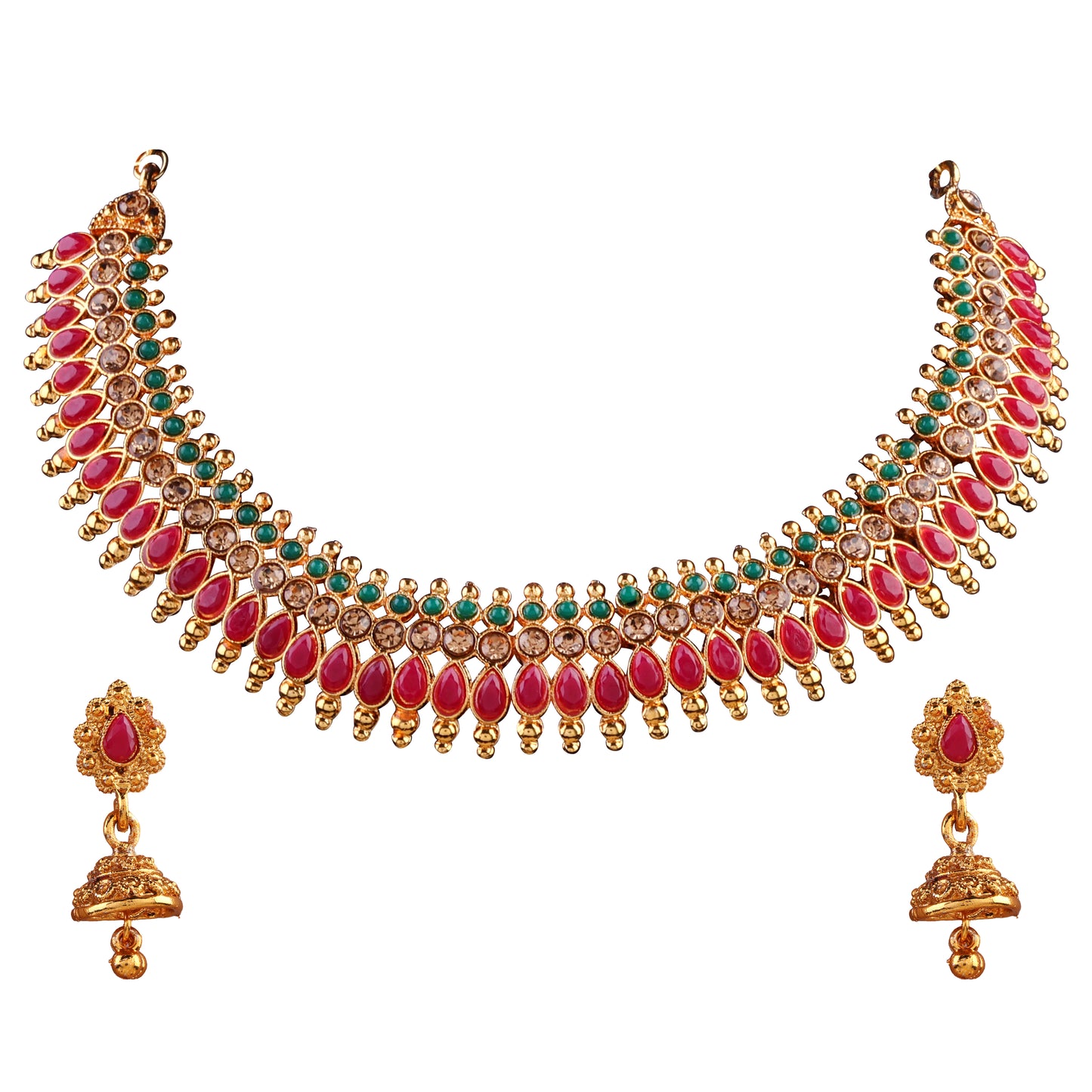 Gold Sahithi Necklace with Earring Set