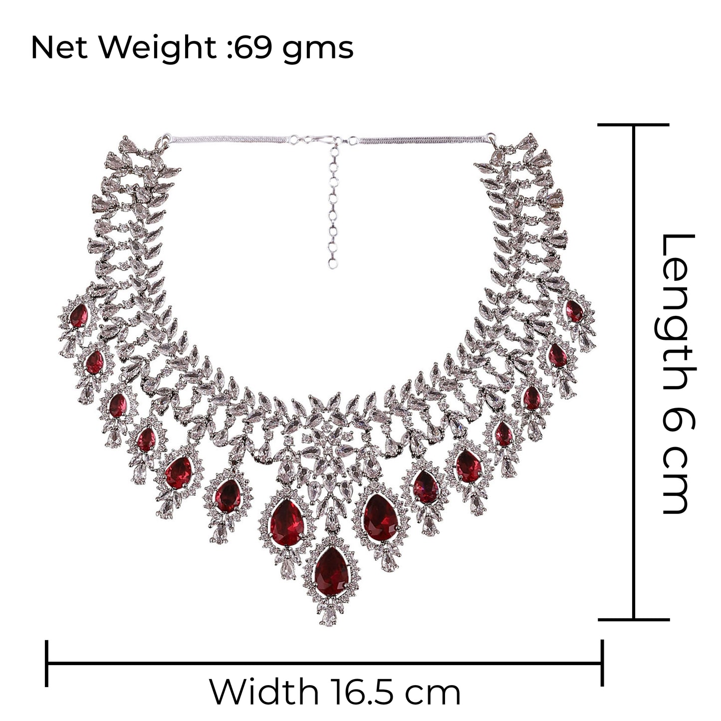 Wine Vineeta American Diamond Necklace Set