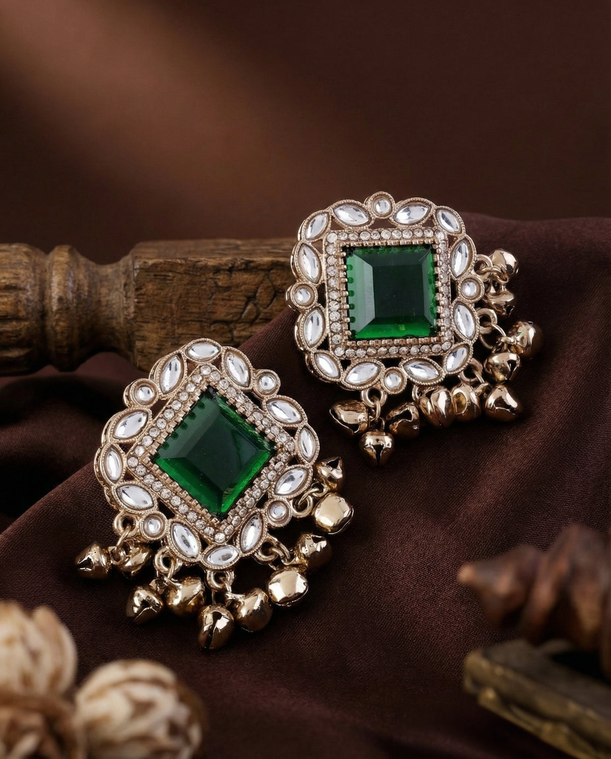 Green Zarrah Kashmiri Look Ghunghru Earring
