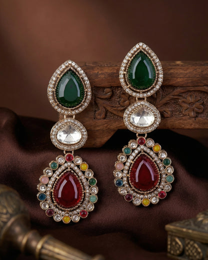 Multi Amani Premium Designer Zircone Polki Dupe Earring
