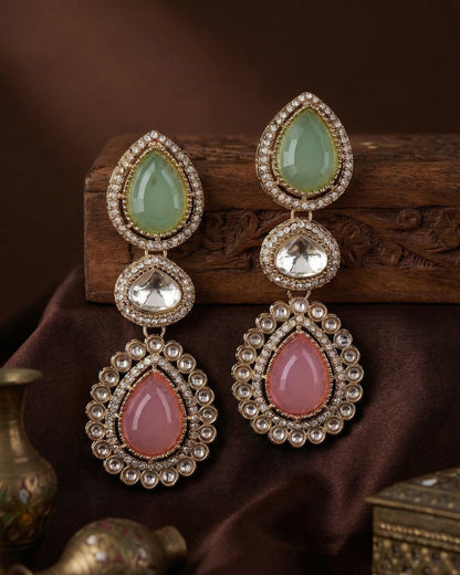 Pastel Amani Premium Designer Zircone Polki Dupe Earring