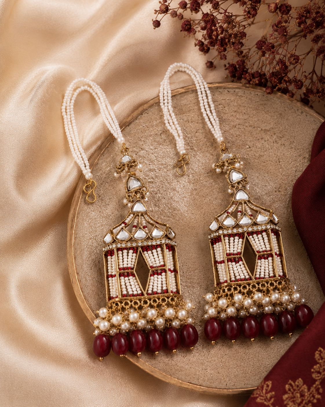 Maroon Agastya Designer Earring with Sahara