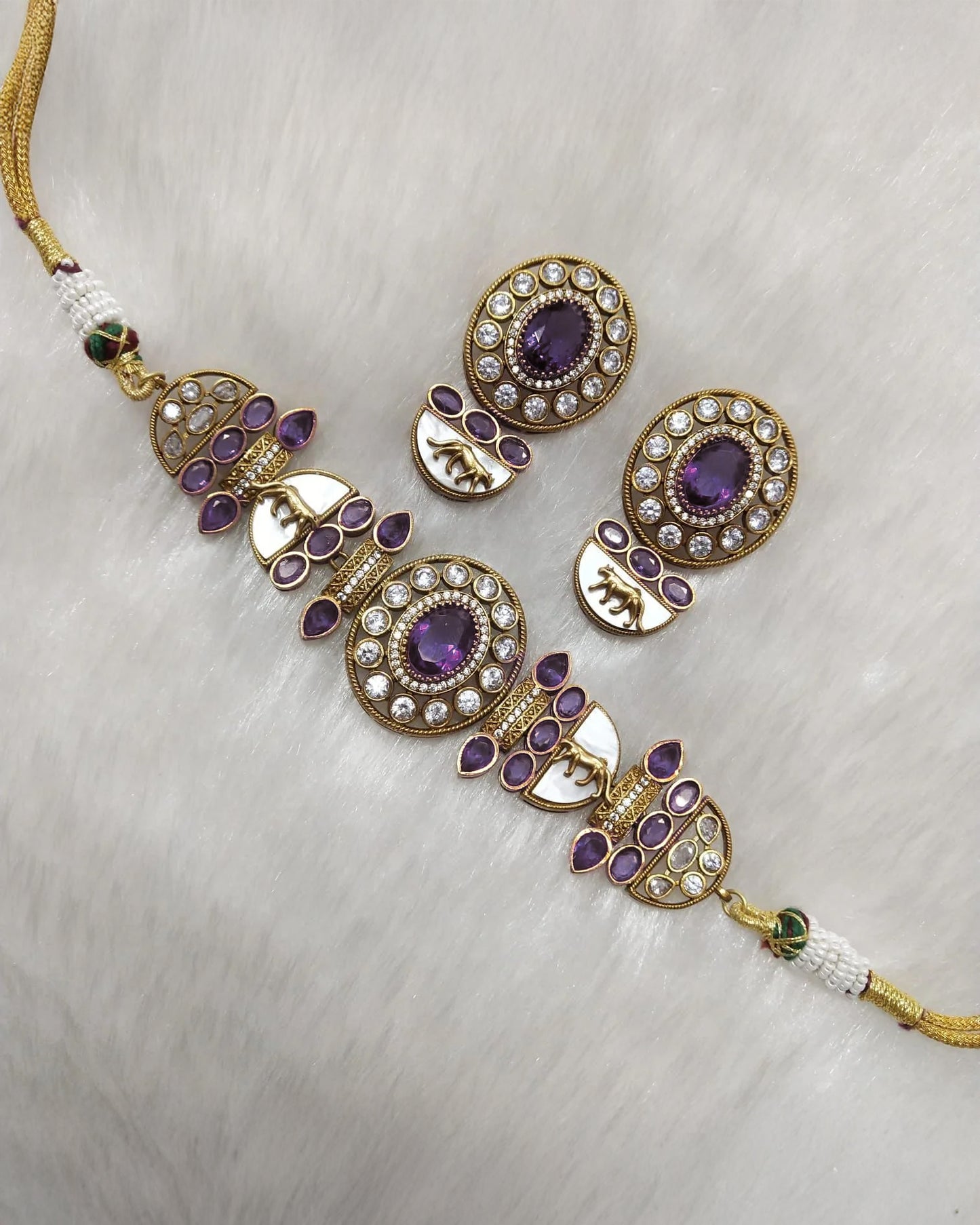 Purple Aishani Premium Sabya Inspired Necklace with Earring