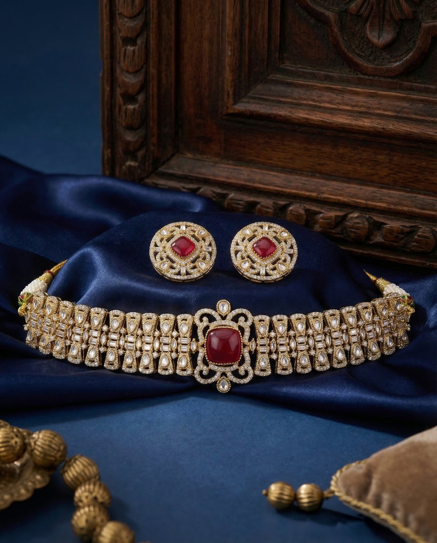 Ruby Jean Premium Moissanite Stone Necklace with Earring