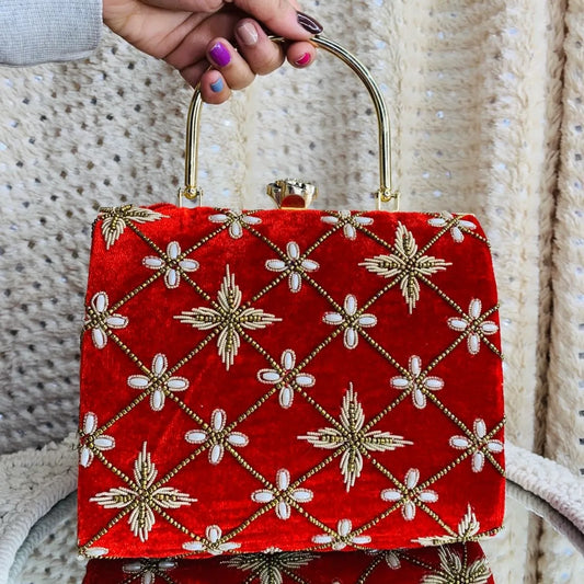 Red Amayra Suitcase Clutch